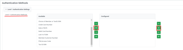 Level 1 Authentication method